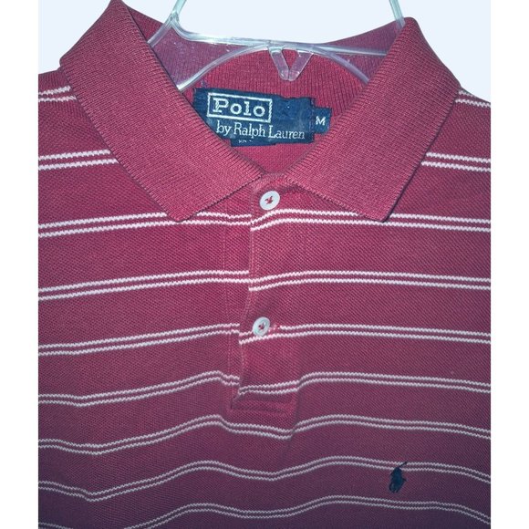 Polo By Ralph Lauren Mens Striped Red Polo Shirt Size M - Picture 2 of 5
